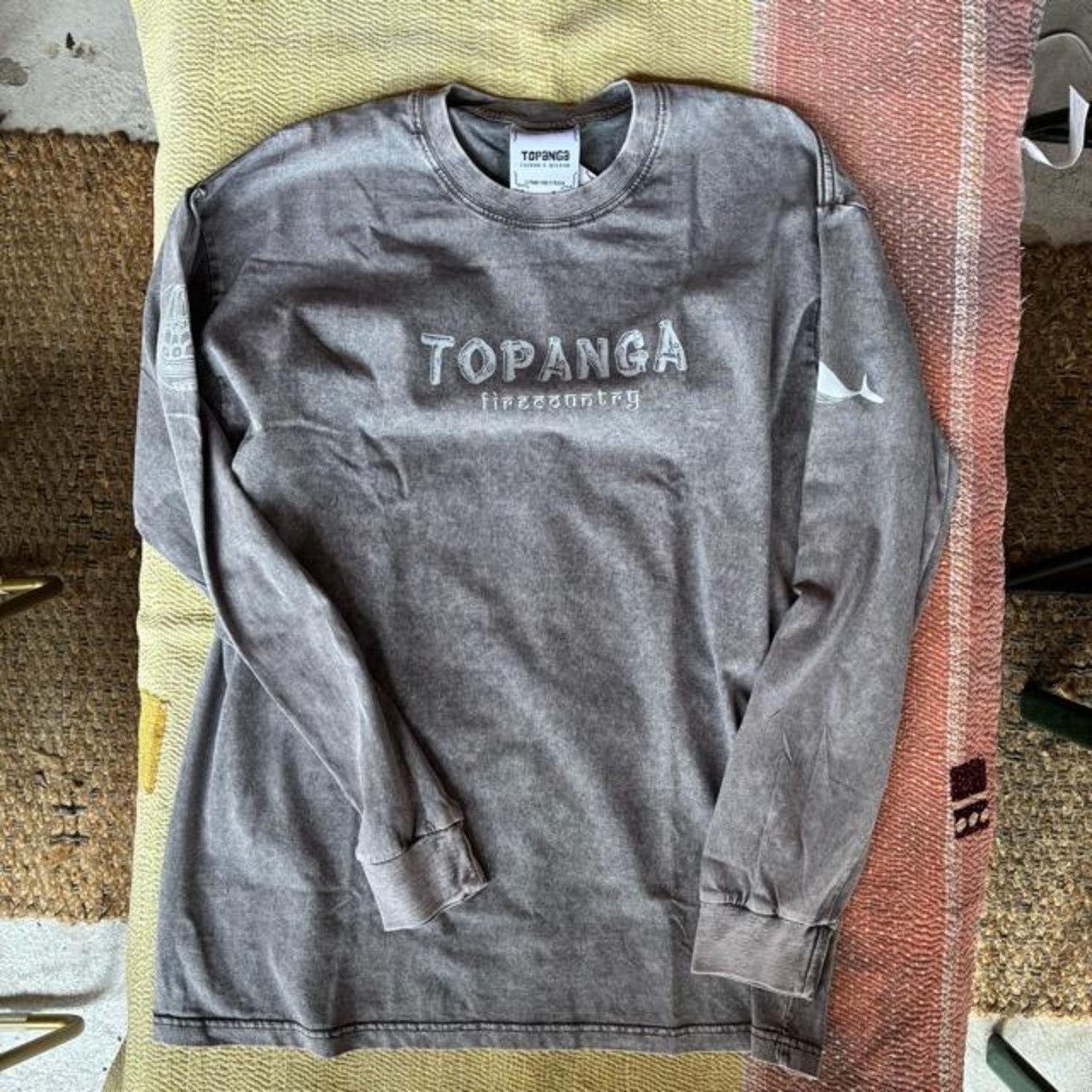 TOPANGA Lady's TOPANGA FIRECOUNTRY Pigment dyed T-shirt Life of seaside Gray　ピグメントダイ長袖Tシャツ　ライフオブシーサイド　グレー　全4サイズ　
