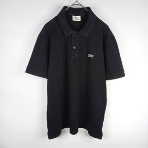 ラコステ　ポロシャツ　半袖　L1212　刺繍ロゴ　シェル　ユーロ古着　ブラック　M
