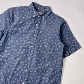 90s McGREGOR SPORTSWEAR マクレガー ペイズリー 総柄 半袖シャツ M ブルー系 メンズ ビンテージ