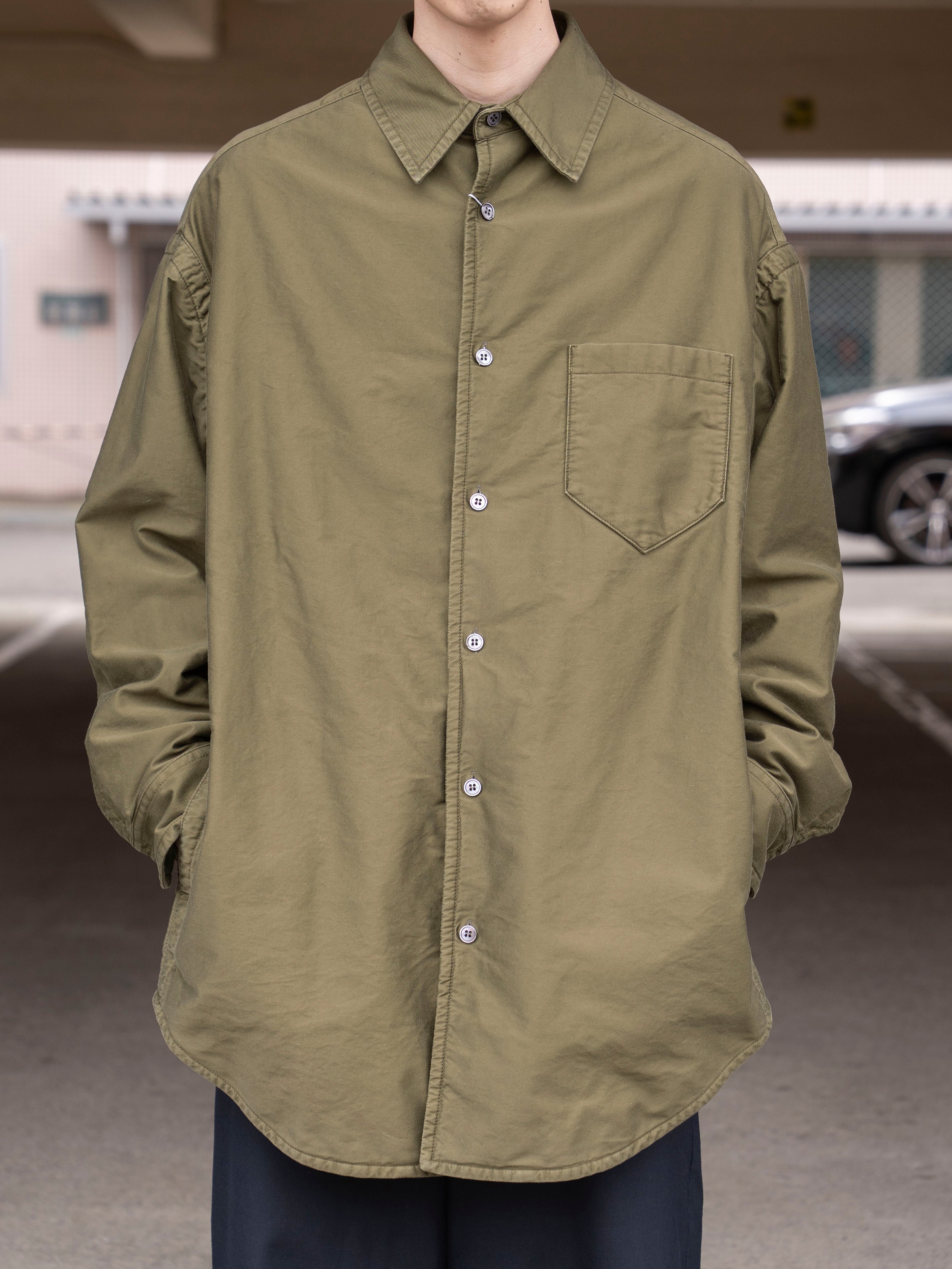 MAISON MARGIELA PADDED COTTON SATIN SHIRT Military Green
