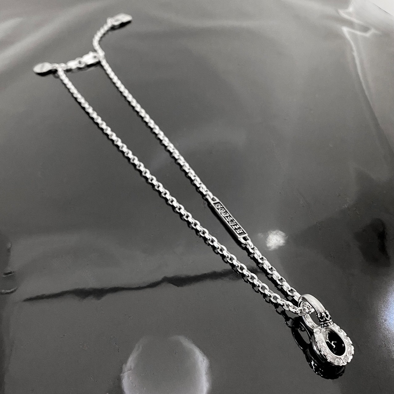 HORSESHOE : C with DIAMOND NECKLACE #1 with GODSIZE® I.D. TAG / ホースシュー : C・ダイヤモンド#1ネックレス ゴッドサイズ® I.D.タグ