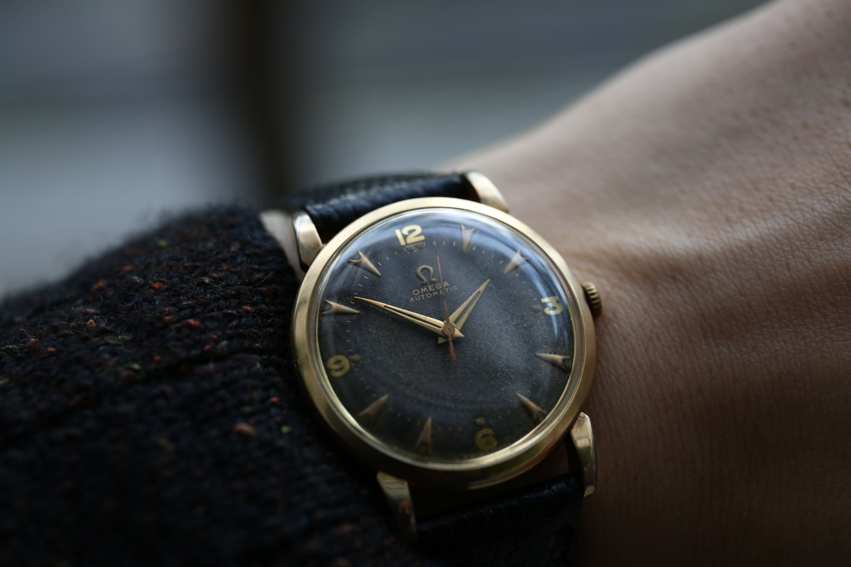OMEGA】 1950's オメガ ノンネーム オリジナルブラックミラー ギルト