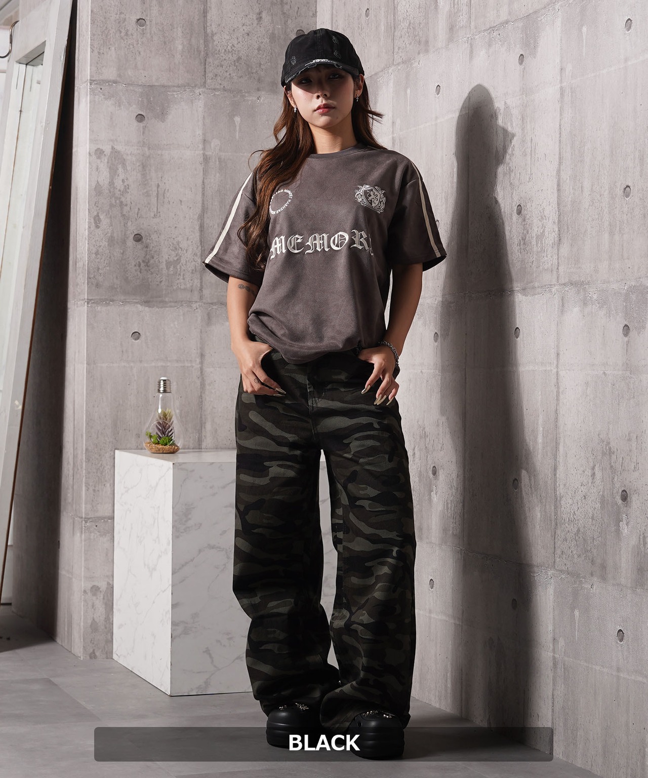 ◆刺繍ロゴ ダメージ ピグメントキャップ◆ch-25118