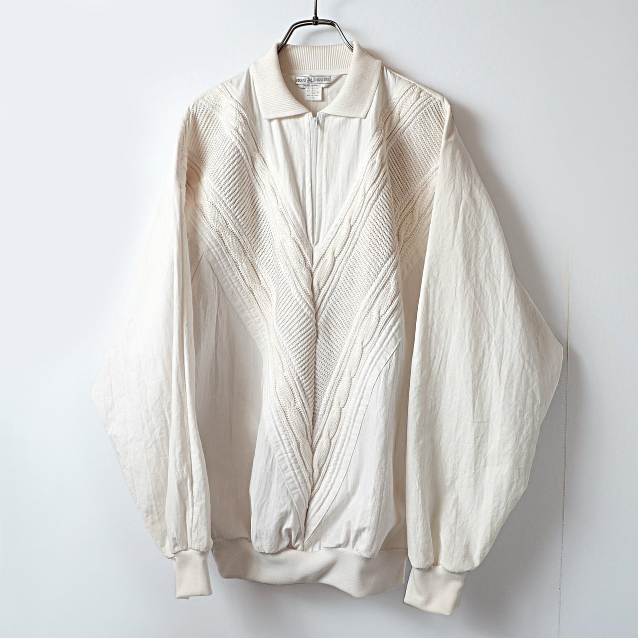 90s great cavalier ニット 切替 プルオーバー ハーフジップ 襟付き トップス dead stock 未使用