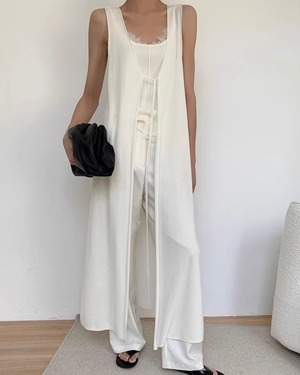 Open front sleeveless long Cardigan L0090