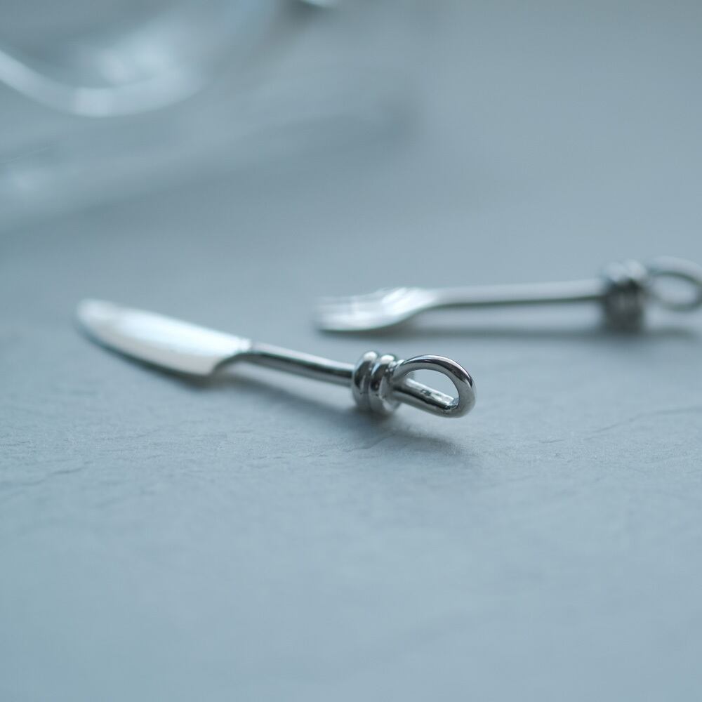 フォーク & ナイフ ミニチュア コード ネックレス シルバー925