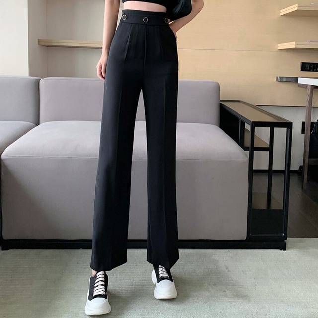 薄手パンツ オータムハイウェストブラック 秋物 ガールズファッション53393633460