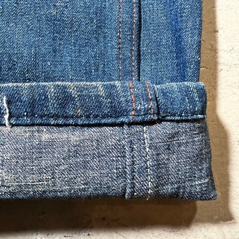 〔真っ紺〕ヴィンテージノーブランドペインターデニム剥き出しリベット 真っ紺〕ヴィンテージノーブランドペインターデニム剥き出しリベット
