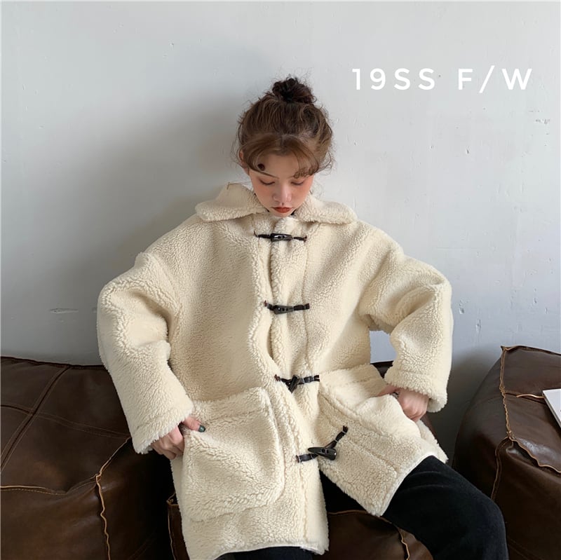 ハーフコート ボア カジュアル 暖かい 韓国ファッション b13385 ボア ダッフルコート 韓国ファッション もこもこ 防寒 ハーフ
