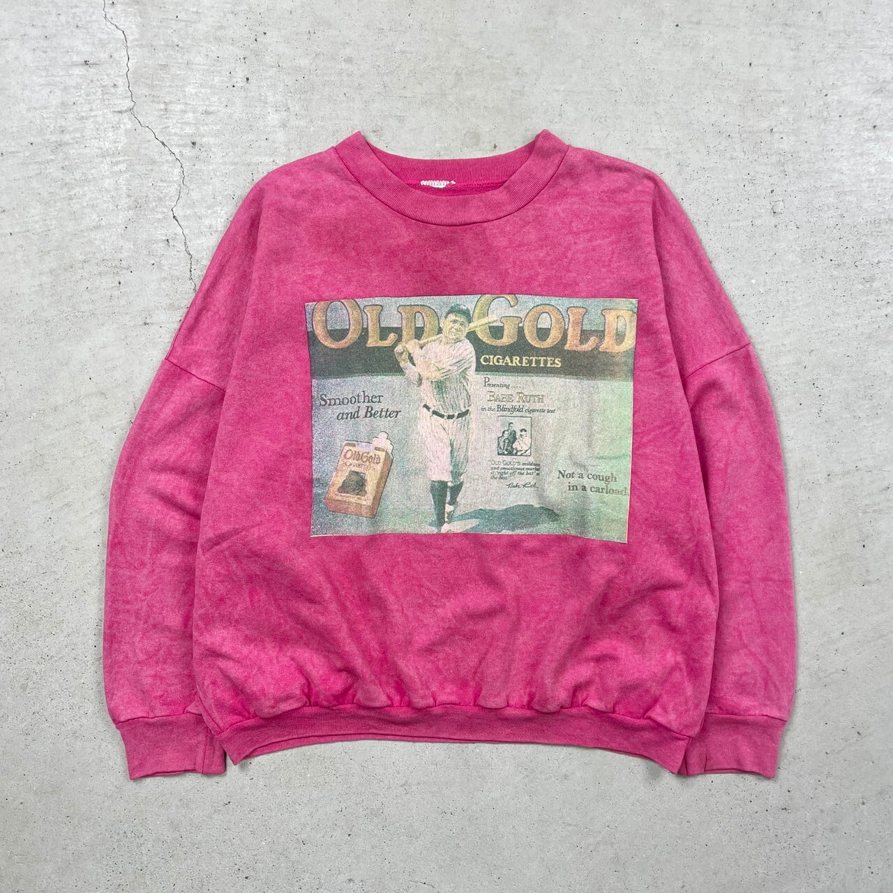 OLD GOLD たばこ プリント スウェットシャツ BABE RUTH フォトプリント  
