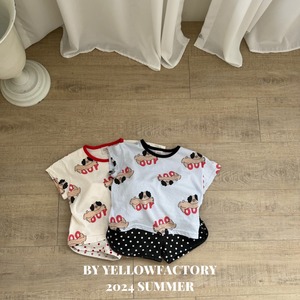 【yellow factory】ドッグドットセットアップ ブラック 80〜120cm 240803