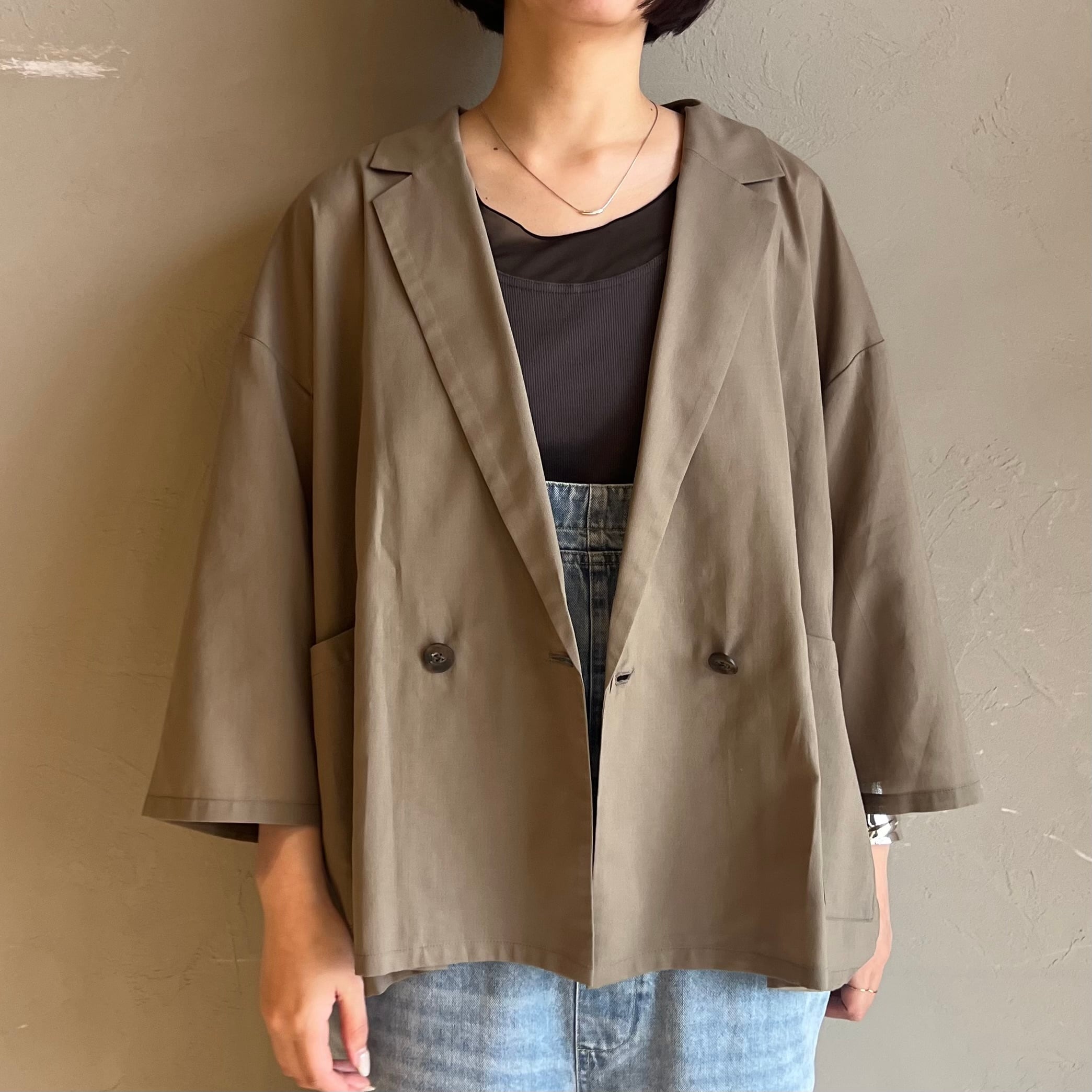 【 QTUME 】シアーコットン7分袖テーラージャケット