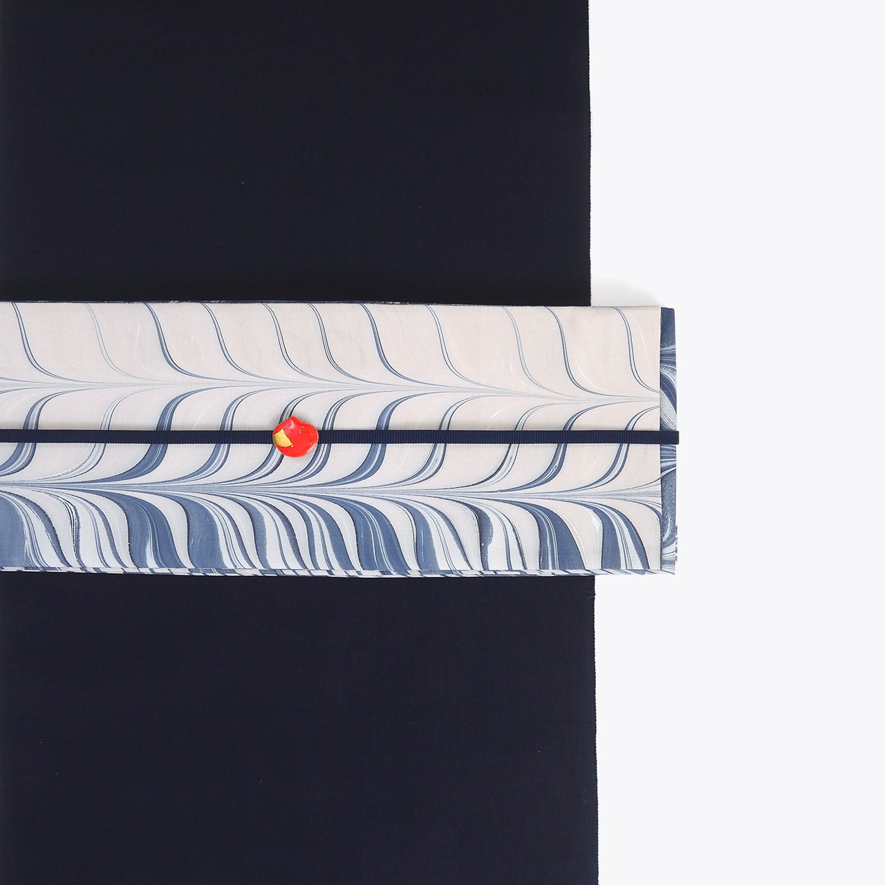 半巾帯 ［ 濃紺 × グレージュ ］