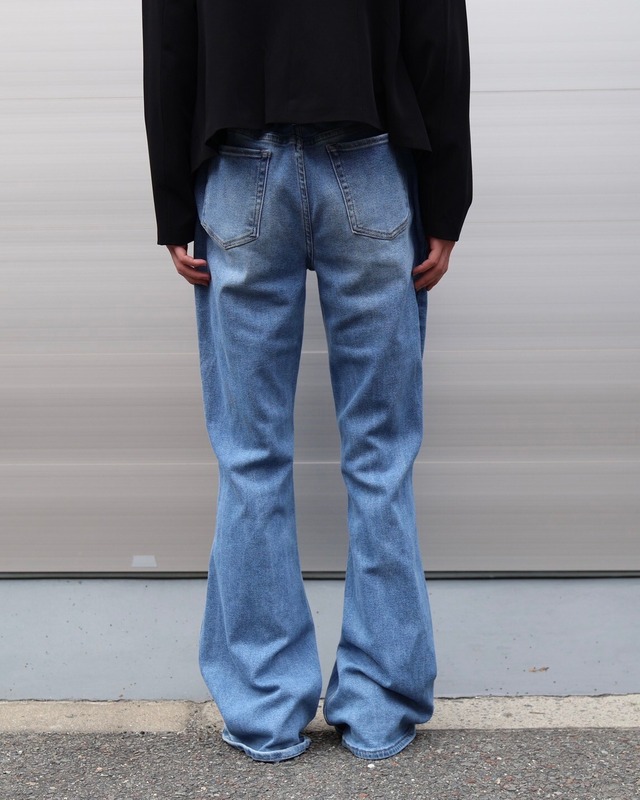 damage wide flare denim