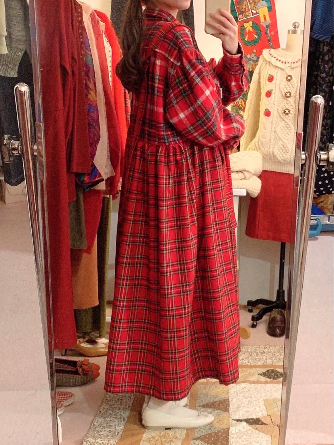 remake : gift box ribbon one-piece / red