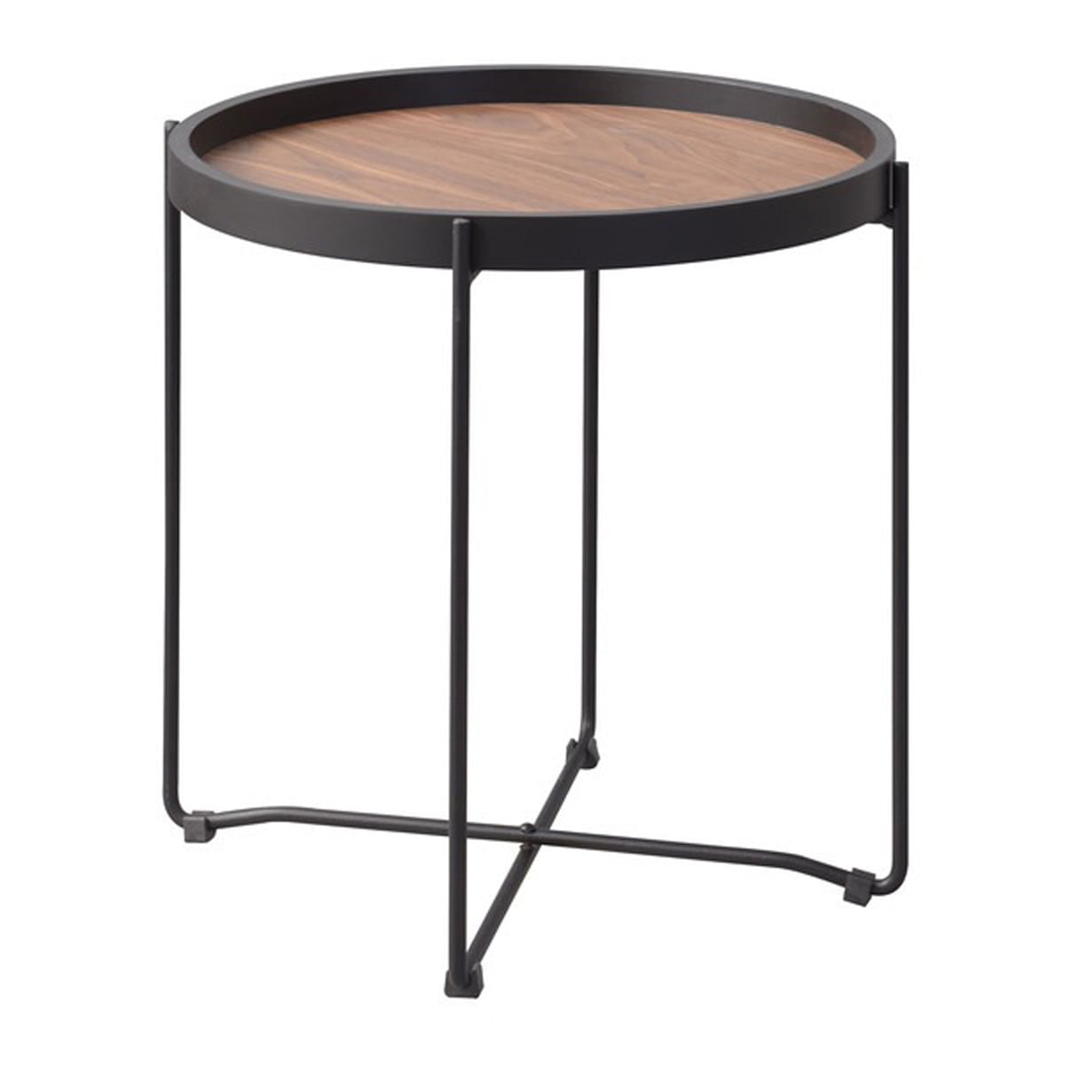 ラウンドトレーテーブル 木目調 トレー ナイトテーブル ソファ ベッド 丸型 Sサイズ おしゃれ 高級感