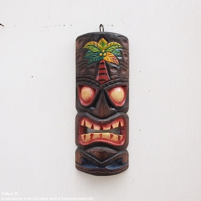 カラフルなティキ面30 H ティキマスク 木彫り お面 壁掛けインテリア ハワイアン雑貨 ハワイ 雑貨 ポリネシア 守り神 Tiki アンティーク 彫刻アート 飾り 壁飾り アート ウッド ウォールデコレーション オブジェ アジアン雑貨 バリ雑貨 バリ島 インテリア雑貨 南国インテリア