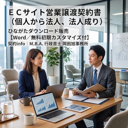 【Word／無料初期カスタマイズ付】ＥＣサイト営業譲渡契約書(個人から法人、法人成り)