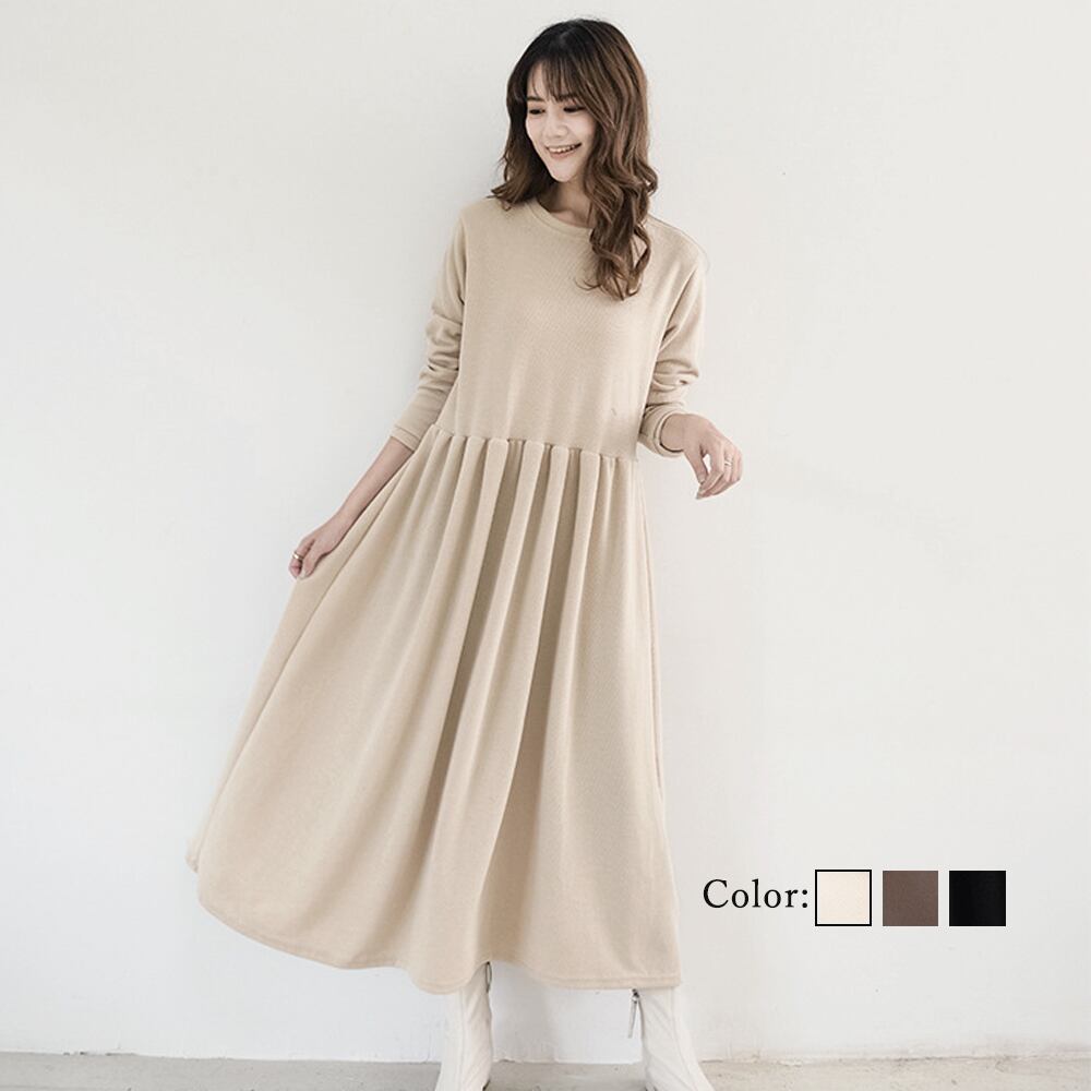 ロングワンピース ギャザー入り 妊婦服