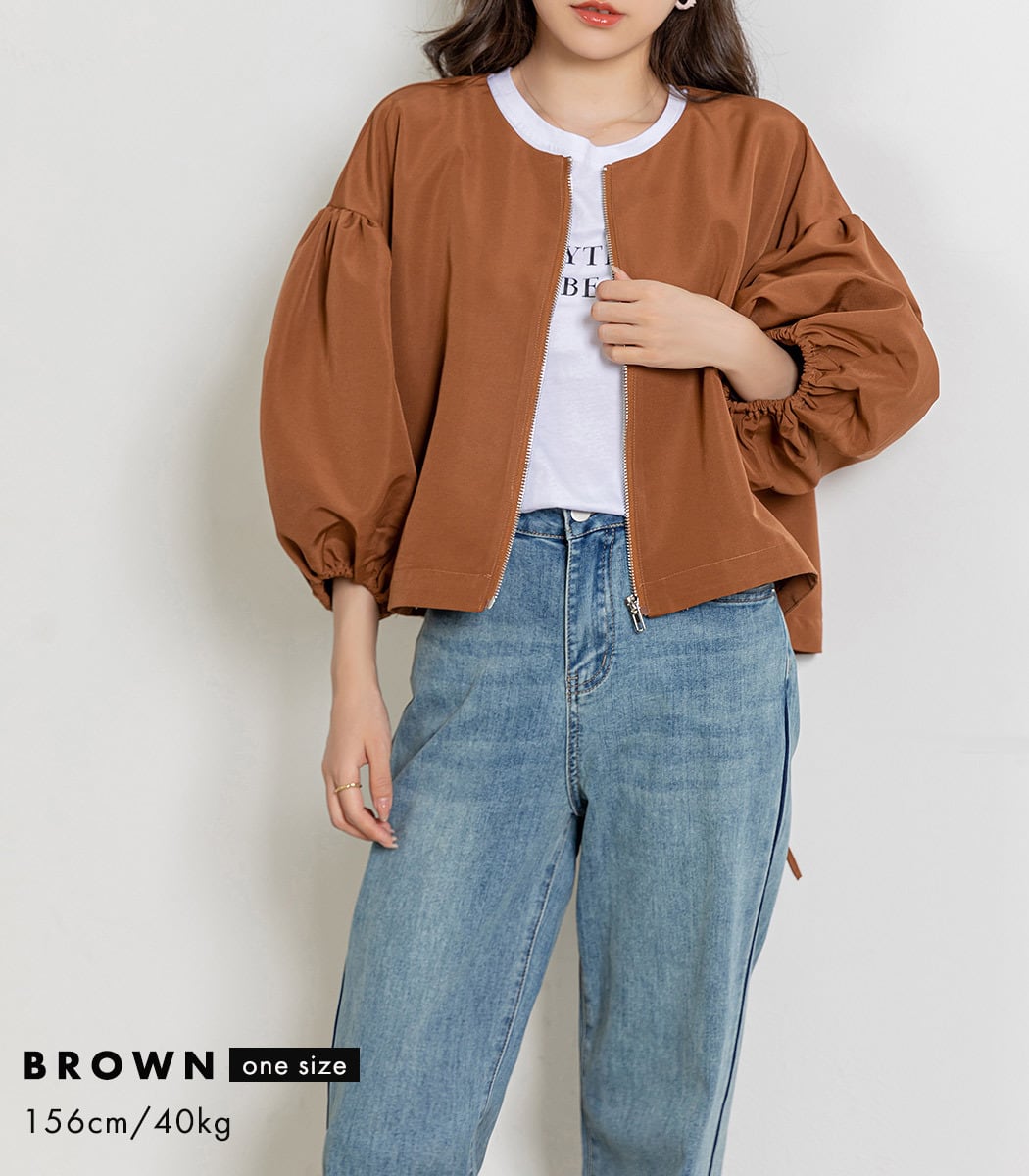 メール便】バルーンスリーブショートブルゾン／tops2029 | DAY CLOSET