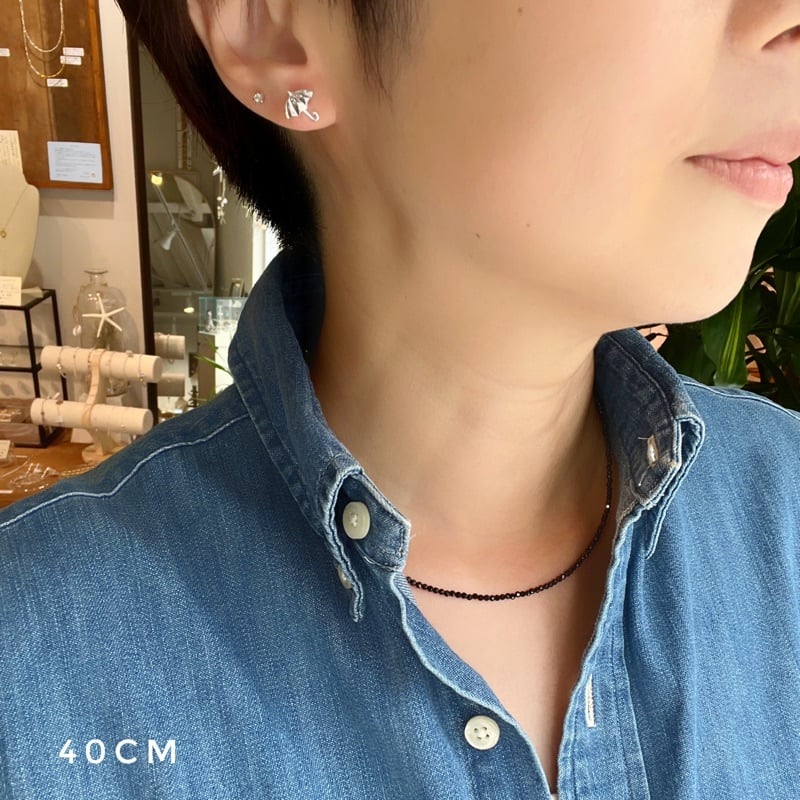 Lagoon Original ブラック スピネル 0.2cm 一連 ネックレス 40/45cm