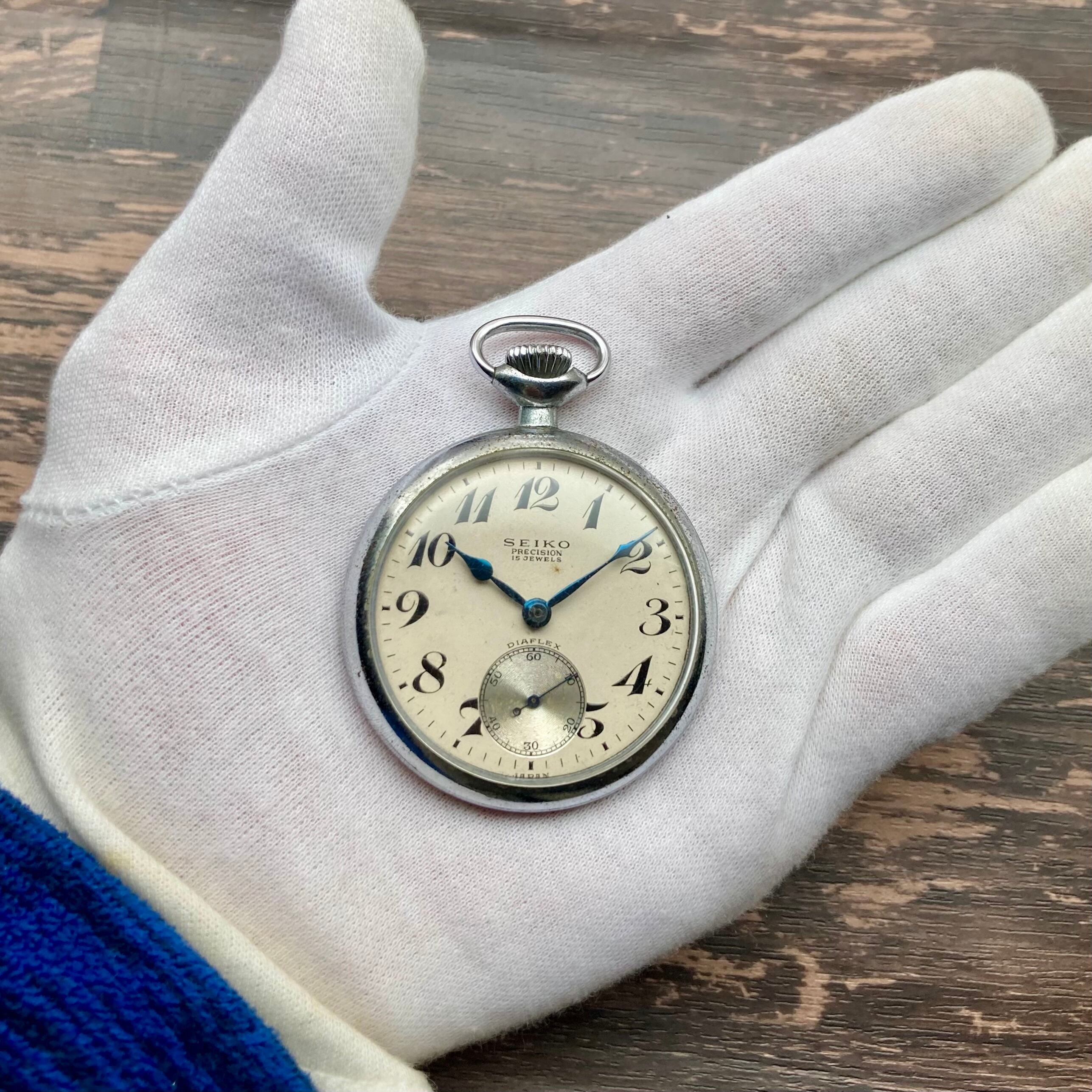 希少【精工舎/SEIKOSHA PRECISION 懐中時計 手巻き式 スモセコ 19型
