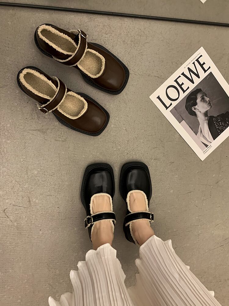 レザーオータムウィンターバックルシングル 靴 シューズ 秋物 冬物 スクウェア 部族の婦人靴80024420896