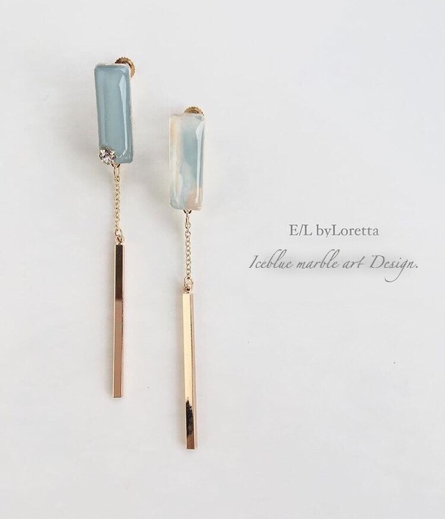 Art chain stick pierce/earring(Ice blue)