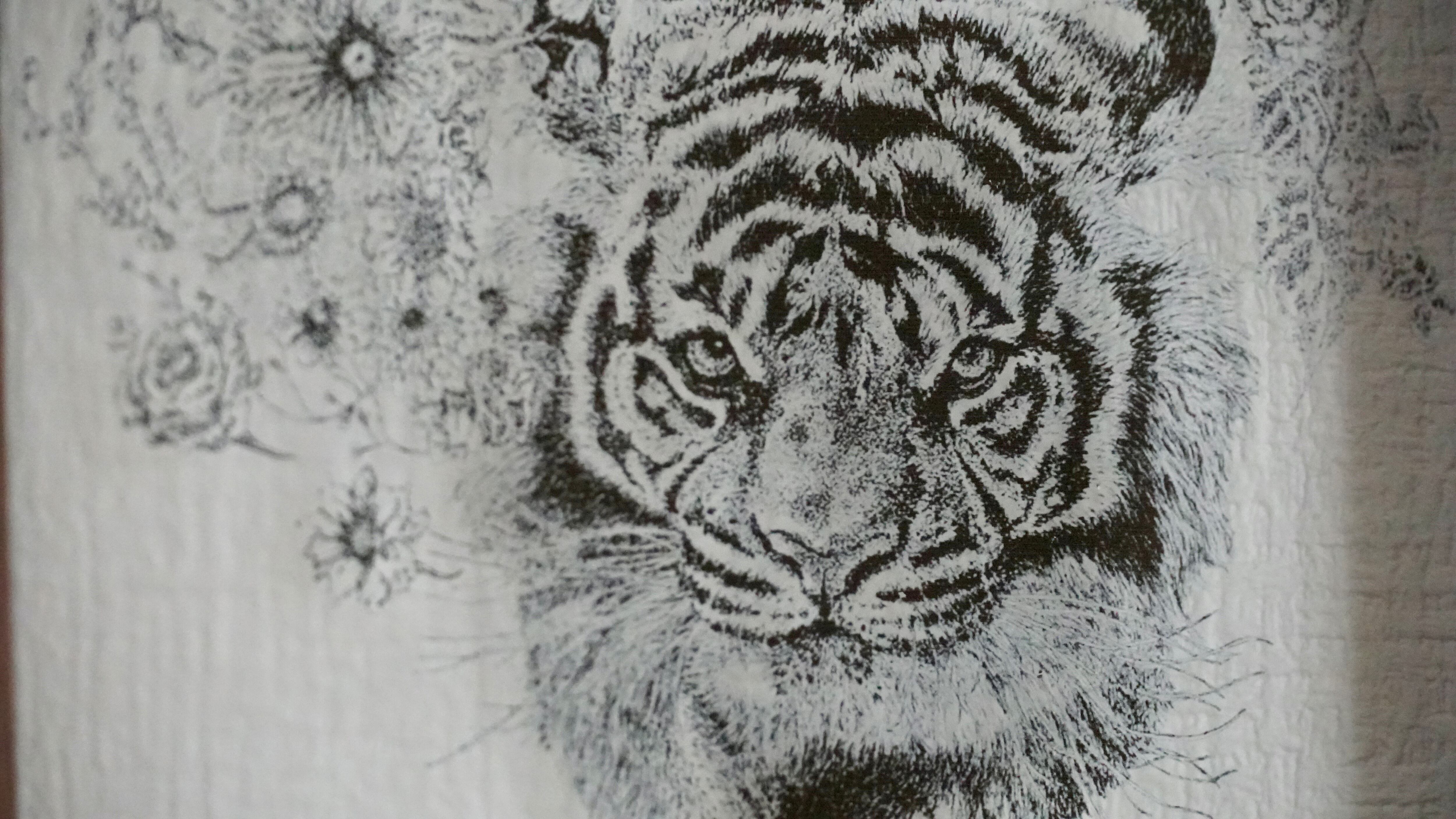 ガラスの中の虎 【モノクロアート 絵画 花のある生活】 | Fleurbrahman