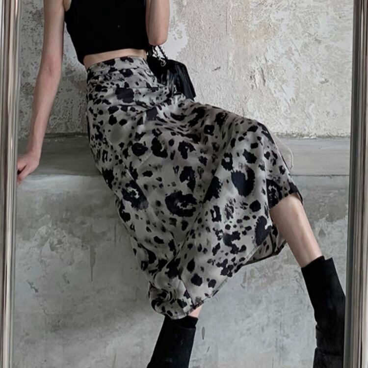 【予約】black leopard summer long skirt