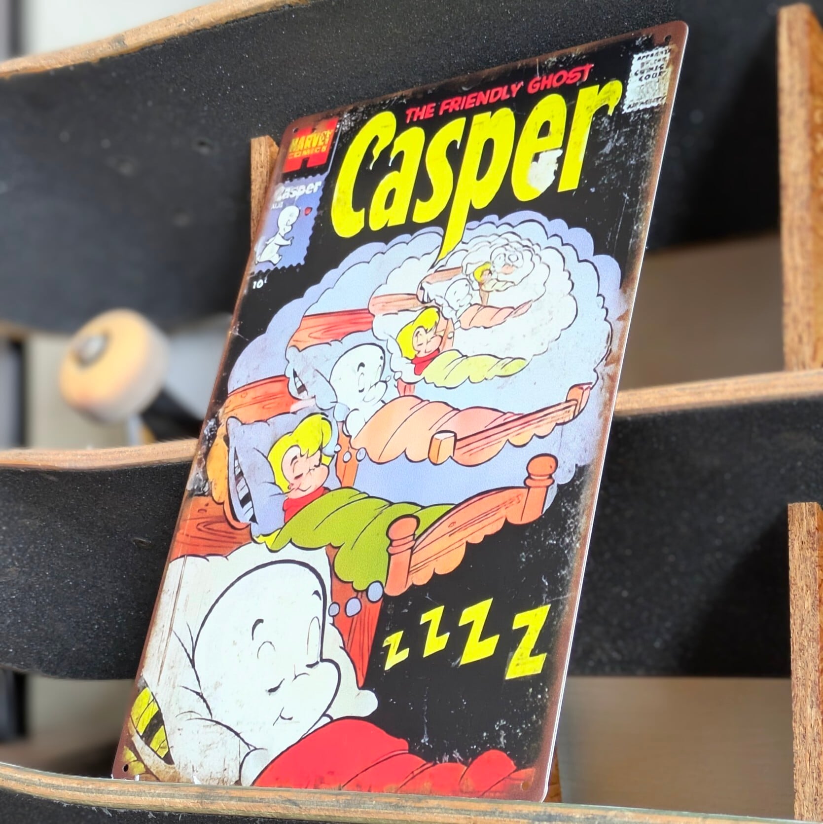 ♧送料無料！ちょうどいいブリキ看板【 CASPER （ キャスパー ）】 METAL SIGN / メタルサイン / ブリキ看板 / サインボード / ビンテージ加工 〚アメリカン雑貨 アメトイ〛