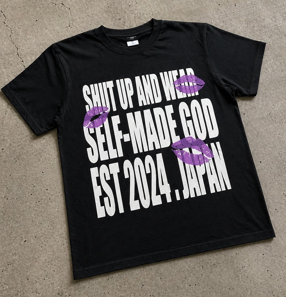 SHUT UP AND WEAR SELF-MADE GOD EST 2024 . JAPAN」**限定purple