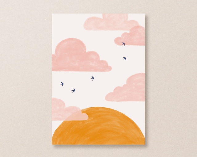 【グリーティングカード】Dreamy card with pink sunset