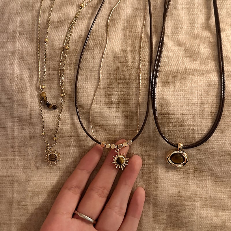 Somedayレトロな虎目石重ねネックレス 3s