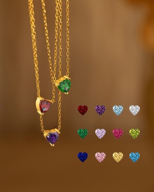 Birth month heart stone necklace