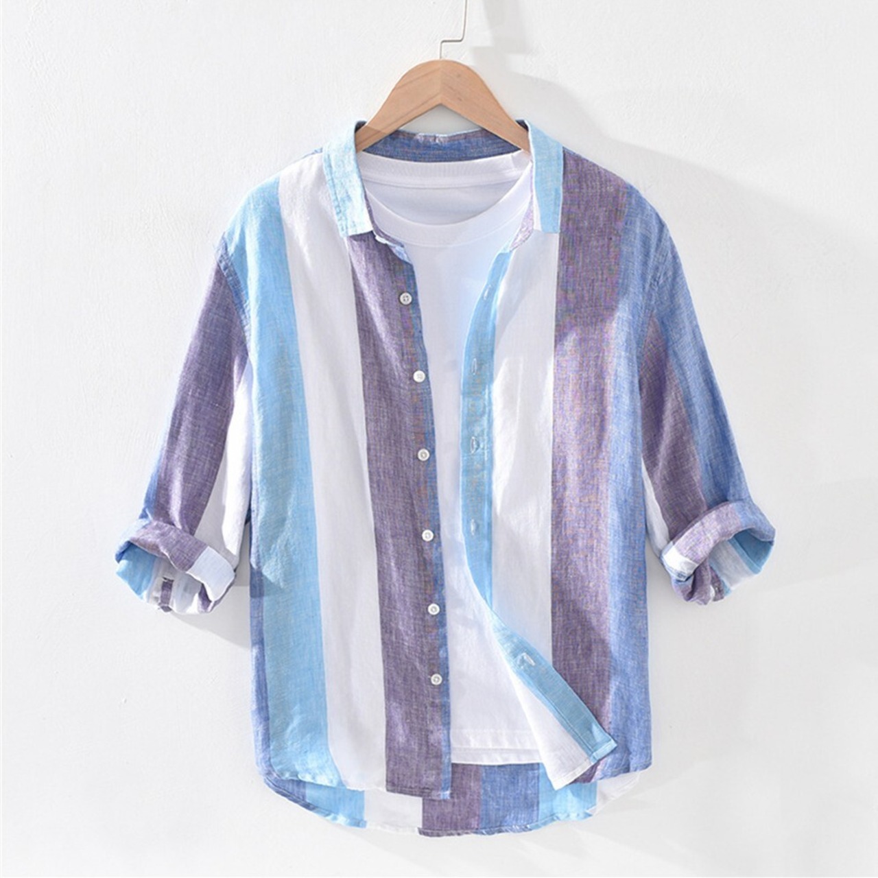 Pastel Stripe Linen Shirt / パステル ストライプ リネン シャツ
