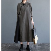 チャイナ 千鳥格子 ワンピース  00229