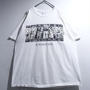 00s White Dog Art Print Design Animal T-Shirt
