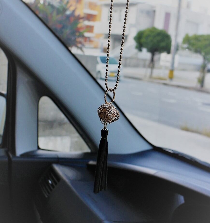 ワイヤーパールタッセル Carルームミラーハンギング 車内ミラーアクセサリー 車ルームミラー飾り Alexablue ハンドメイドアクセサリー