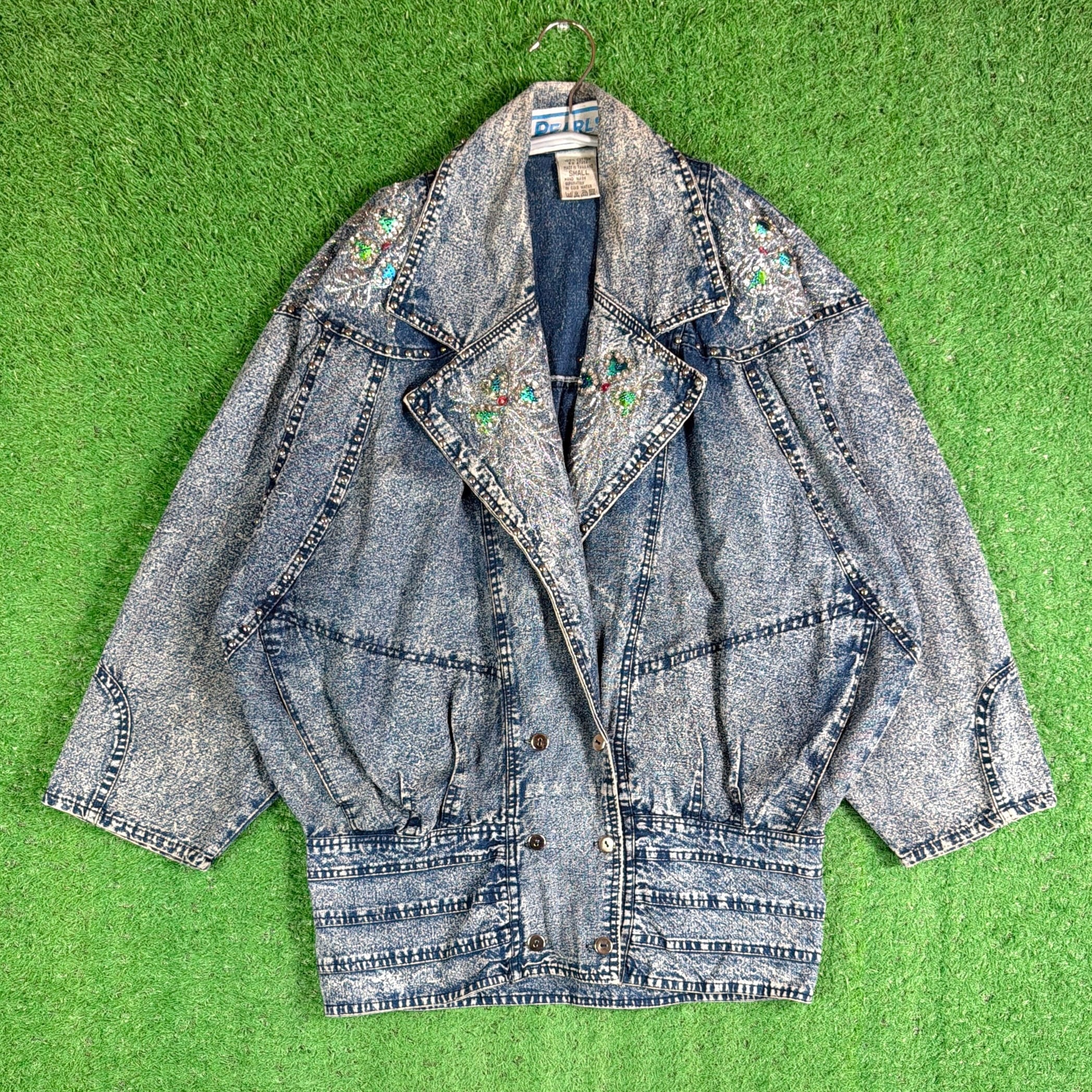 Lady's】 90s ケミカルウオッシュ デザイン デニム ジャケット / 90