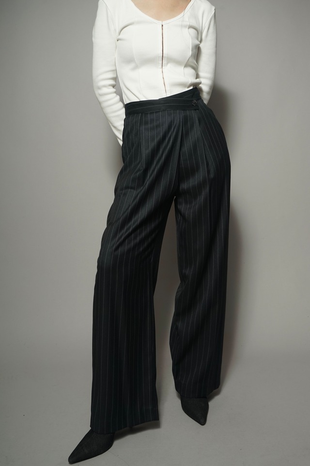 PIN STRIPE WRAP PANTS (CHARCOAL GRAY) 2402-45-106