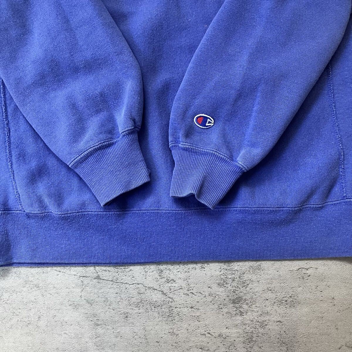 80s〜 USA製 Champion REVERSE WEAVE フェードブルー ロゴ刺繍 XL