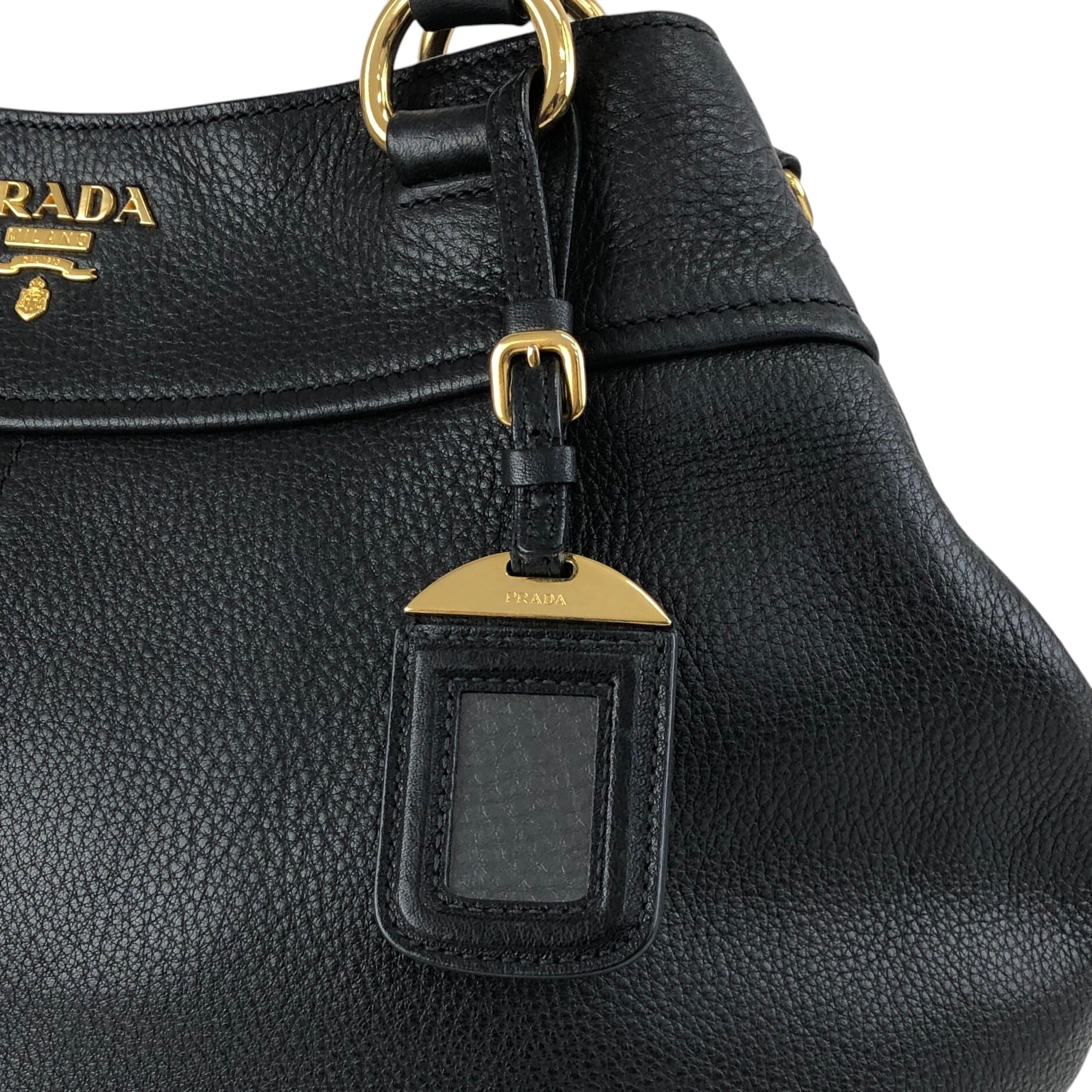 PRADA プラダ ハンドバッグ ブラック ロゴ レザー vintage