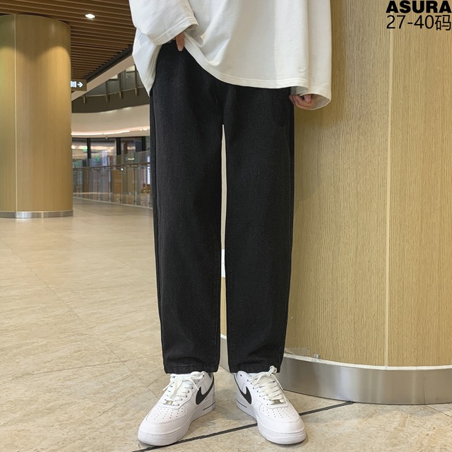 ソリッド カラージーンズ ルーズオータム 大きめサイズ 秋物 ソリッドカラー ASURAプラスサイズメンズ52596063144