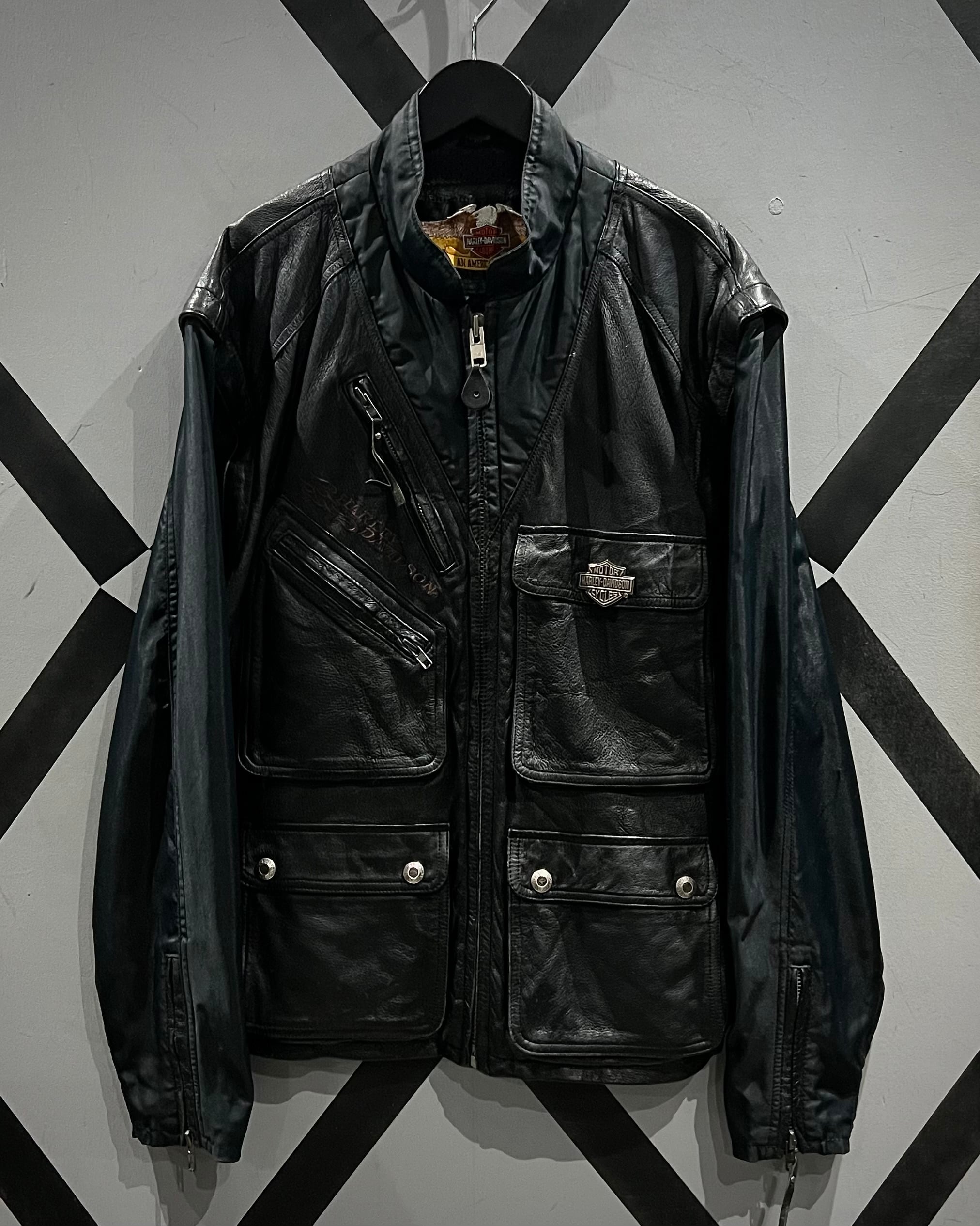X VINTAGE】“Harley-Davidson” Detachable Gimmick Vintage Zip Up