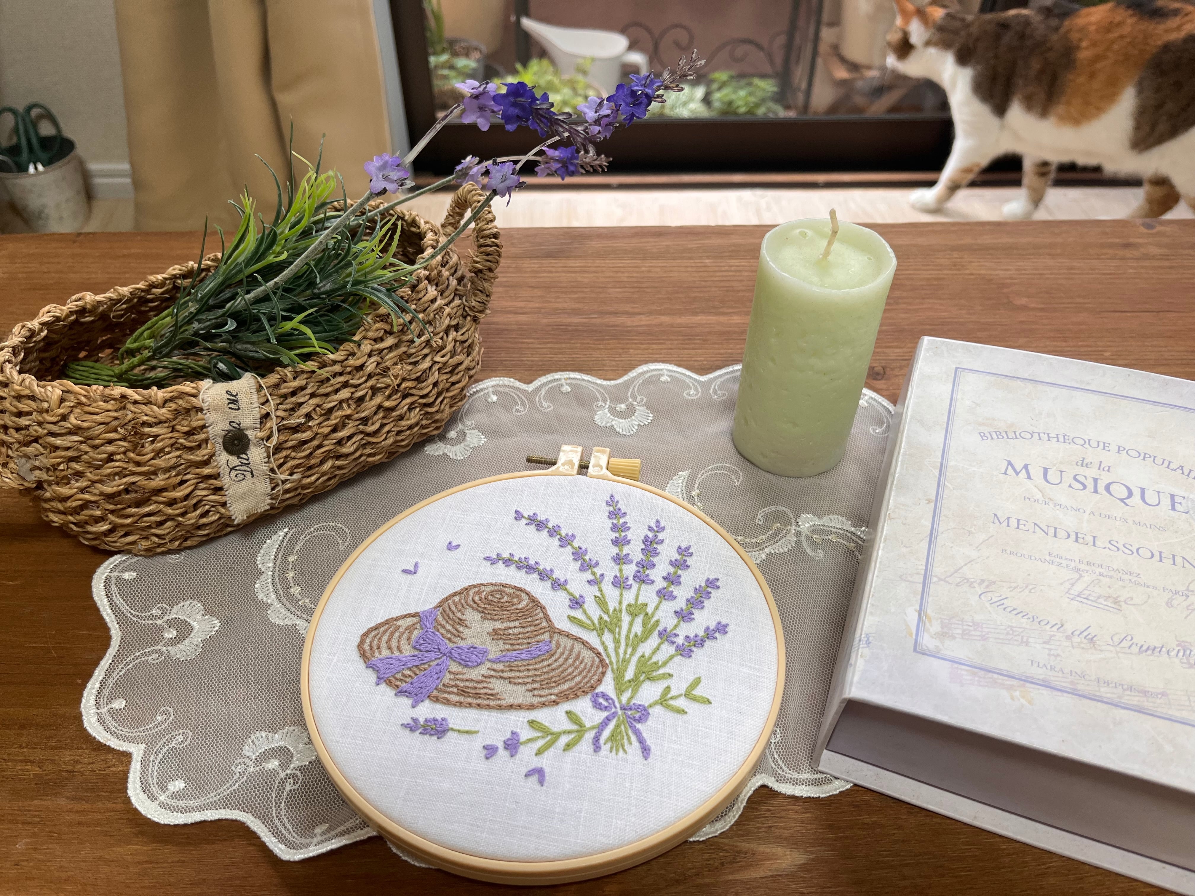 帽子とラベンダーの刺繍図案 コピー済み・送料無料 | soraさんの小さな