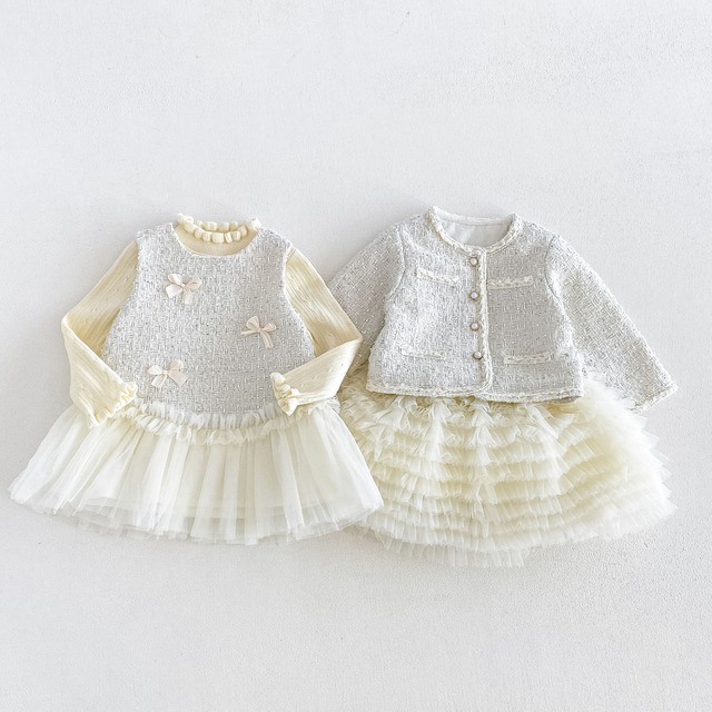【BABY&KID】暖かいグレーカーディガンORワンピース