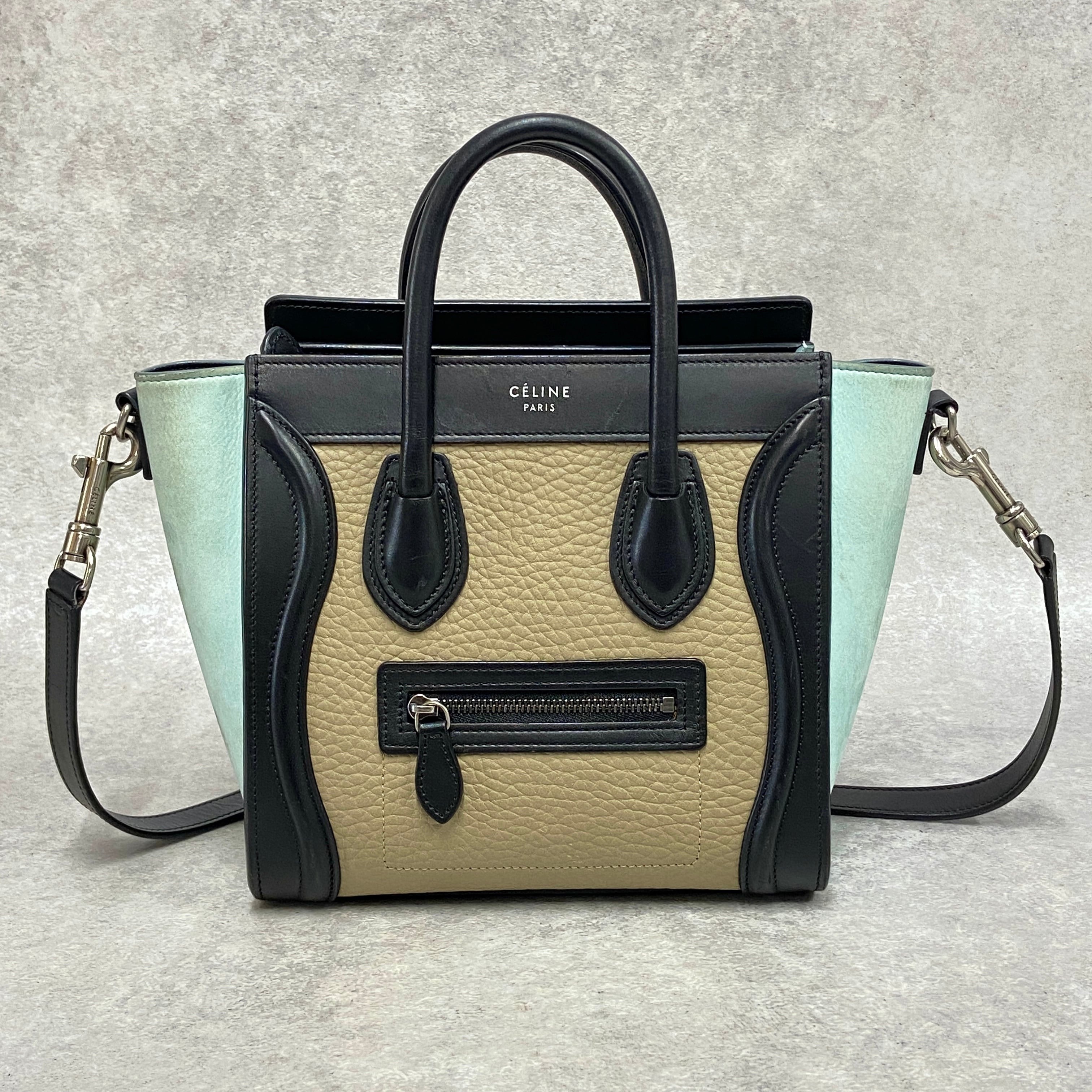 セリーヌ CELINE ラゲージ ナノショッパー  2WAYバッグ ハンドバッグ ショルダーバッグ レザー ブラック  新入荷 OB1596