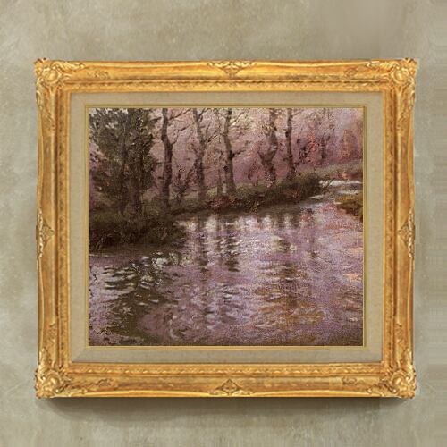 直筆仕上げ油絵【フリット・ダヴロー】フレンチリバー F10 絵画 アート インテリア 風景画