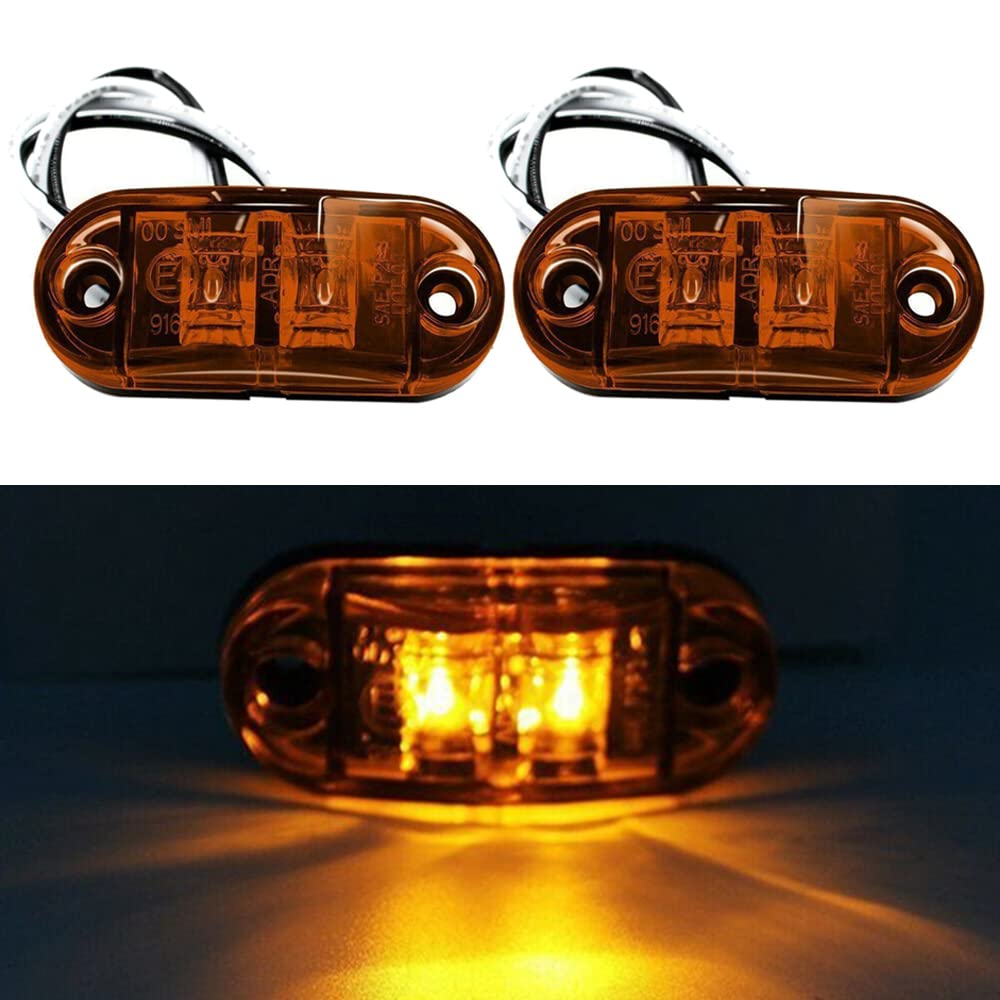 トラック LED マーカーランプ サイドマーカー 車幅灯 12V 24V 汎用 2個セット (イエロー)